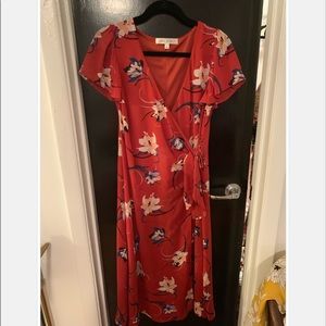 Nordstrom Red floral wrap dress